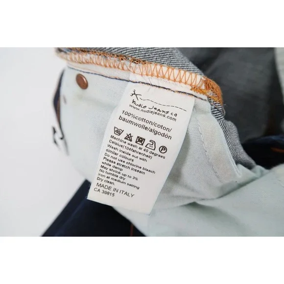 Nudie Jeans Average Joe Mens 38x32 Double Dip Indigo Straight Leg Denim NJ2160 - Picture 10 of 15